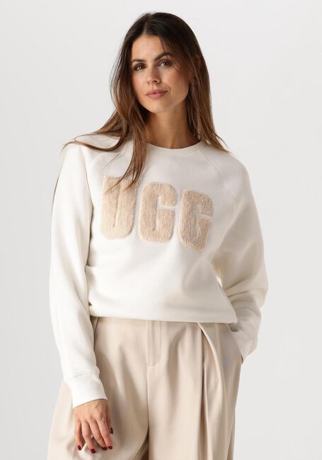 Sand UGG Sweatshirt MADELINE FUZZY LOGO CREWNECK - large