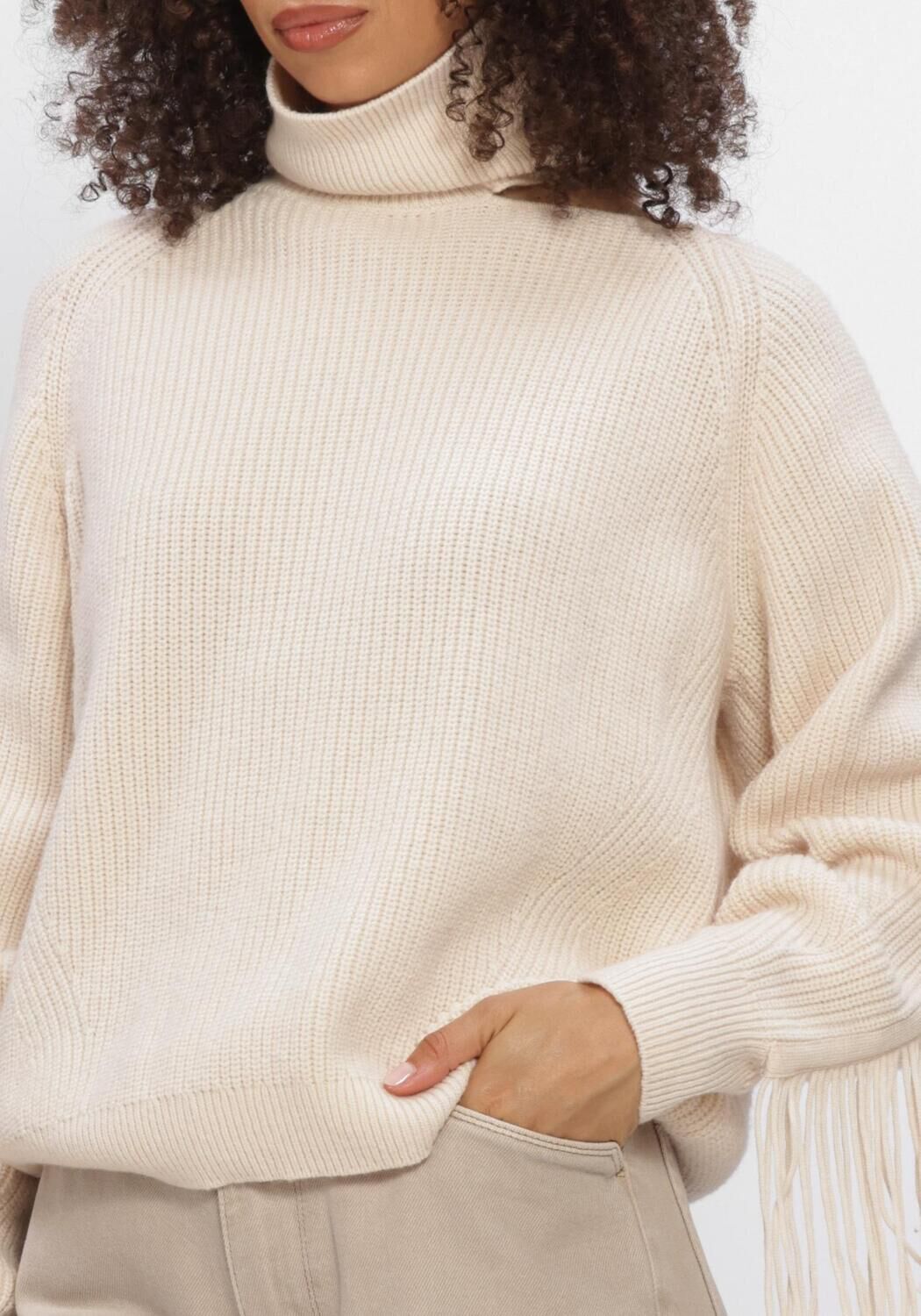 Creme DANTE6 Pullover SIEGA CUT-OUT FRINGE SWEATER - large