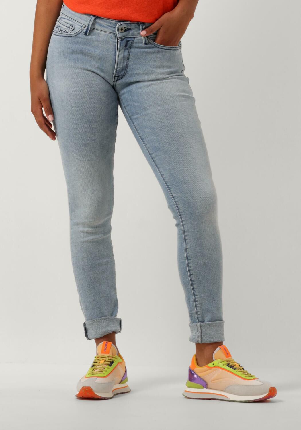Replay Damen New Luz Jeans – Skinny Fit, Hoher Bund, Stretch-Denim | Vintage-Look In Mittelblau
