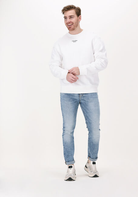 Weiße CALVIN KLEIN Sweatshirt STACKED LOGO CREW NECK - large