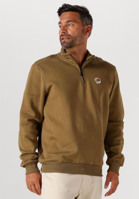 Khaki LES DEUX Pullover FELIPE PATCH HALF ZIP - large
