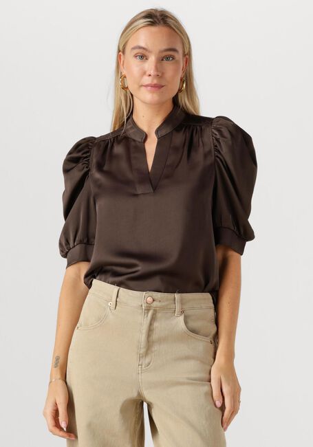 Braune NEO NOIR Blusen ROELLA HEAVY SATEEN BLOUSE - large