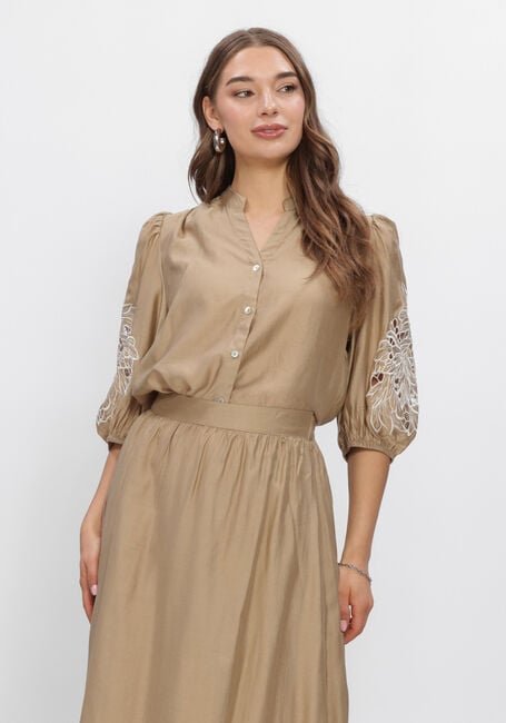 Camelfarbene NUKUS Blusen ROSIE BLOUSE EMBRODERY - large