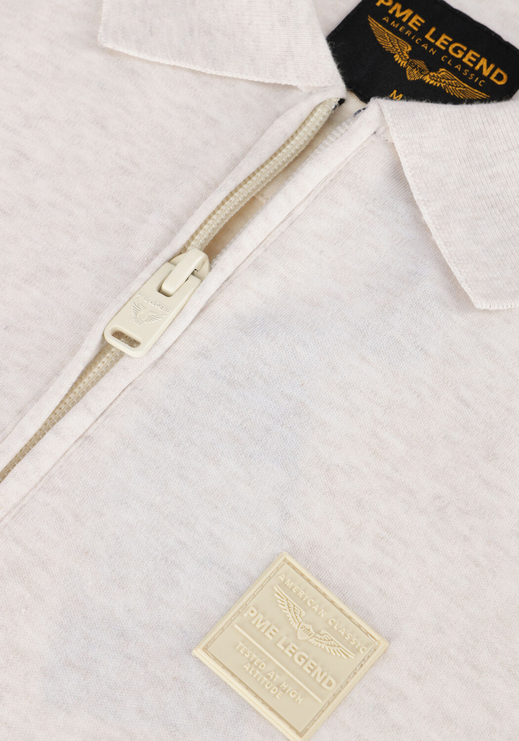 Beige PME LEGEND Polo-Shirt SHORT SLEEVE POLO INTERLOCK MELANGE ZIP - large
