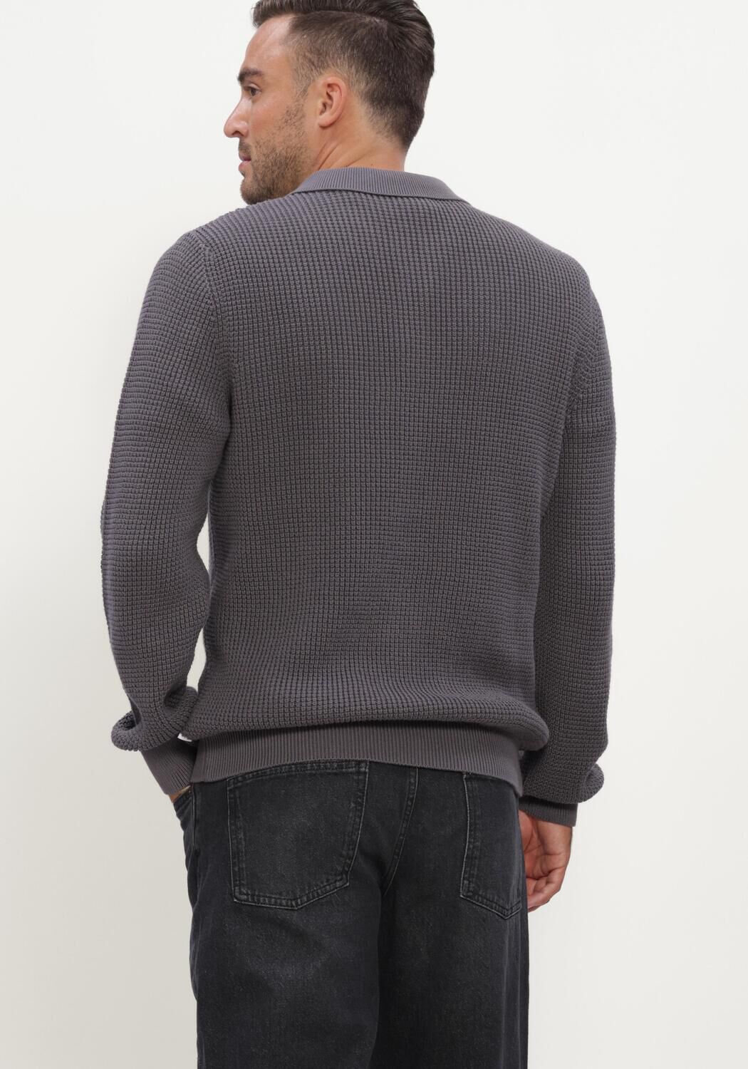 Dunkelgrau JC RAGS Pullover POLO LONG SLEEVE EFE - large