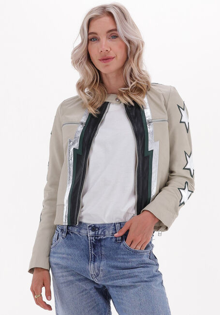 Creme GOOSECRAFT Lederjack CLUB BOMBER - large