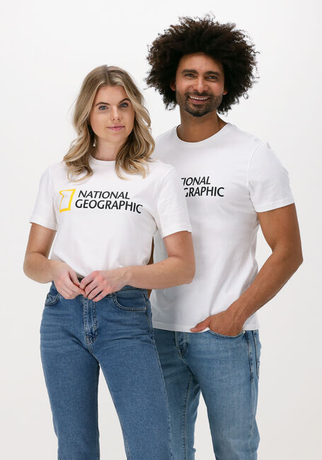 Weiße NATIONAL GEOGRAPHIC T-shirt UNISEX T-SHIRT WITH BIG LOGO - large