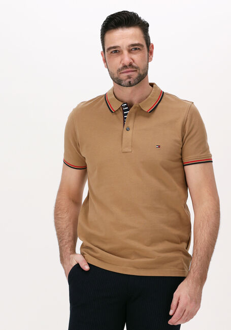 Khaki TOMMY HILFIGER Polo-Shirt TIPPED HILFIGER PLACKET SLM POLO - large