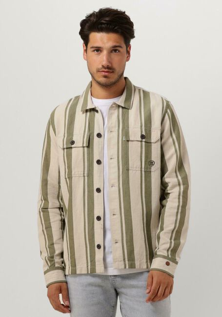 Beige CAST IRON Overshirt LONG SLEEVE SHIRT SANBORN TWILL STRIPE - large