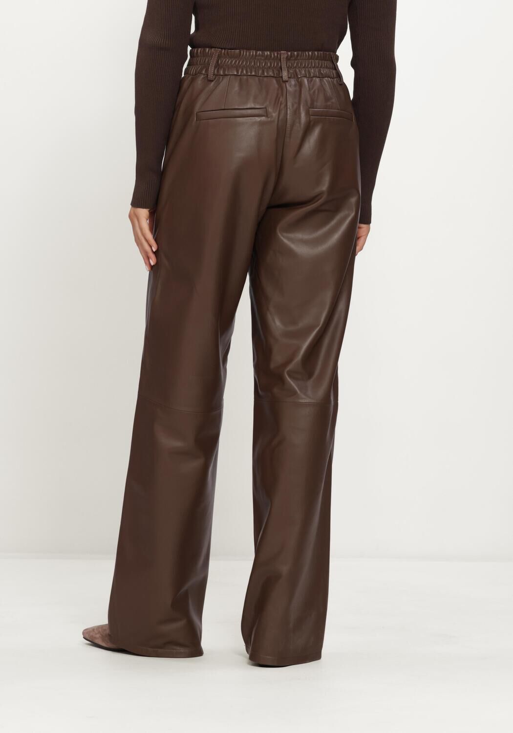 Braune STUDIO AR Weite Hose DAVINA SHEEP SOFT WAXED - large