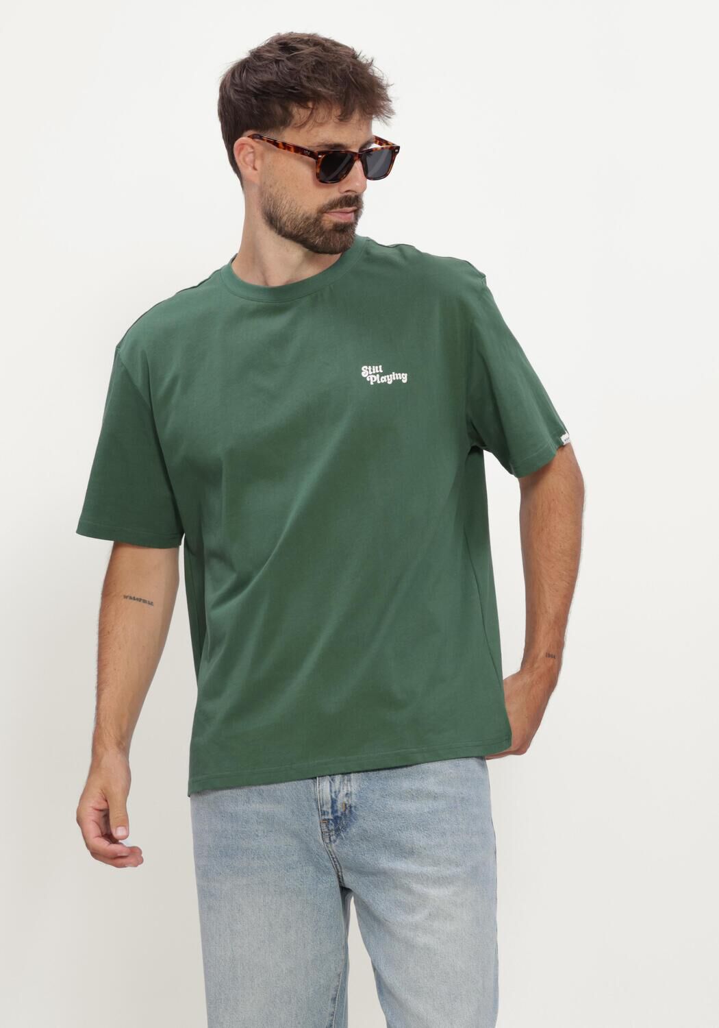Dunkelgr&uuml;n ANERKJENDT Polo-Shirt AKVILLADS STILL PLAYING TEE - large