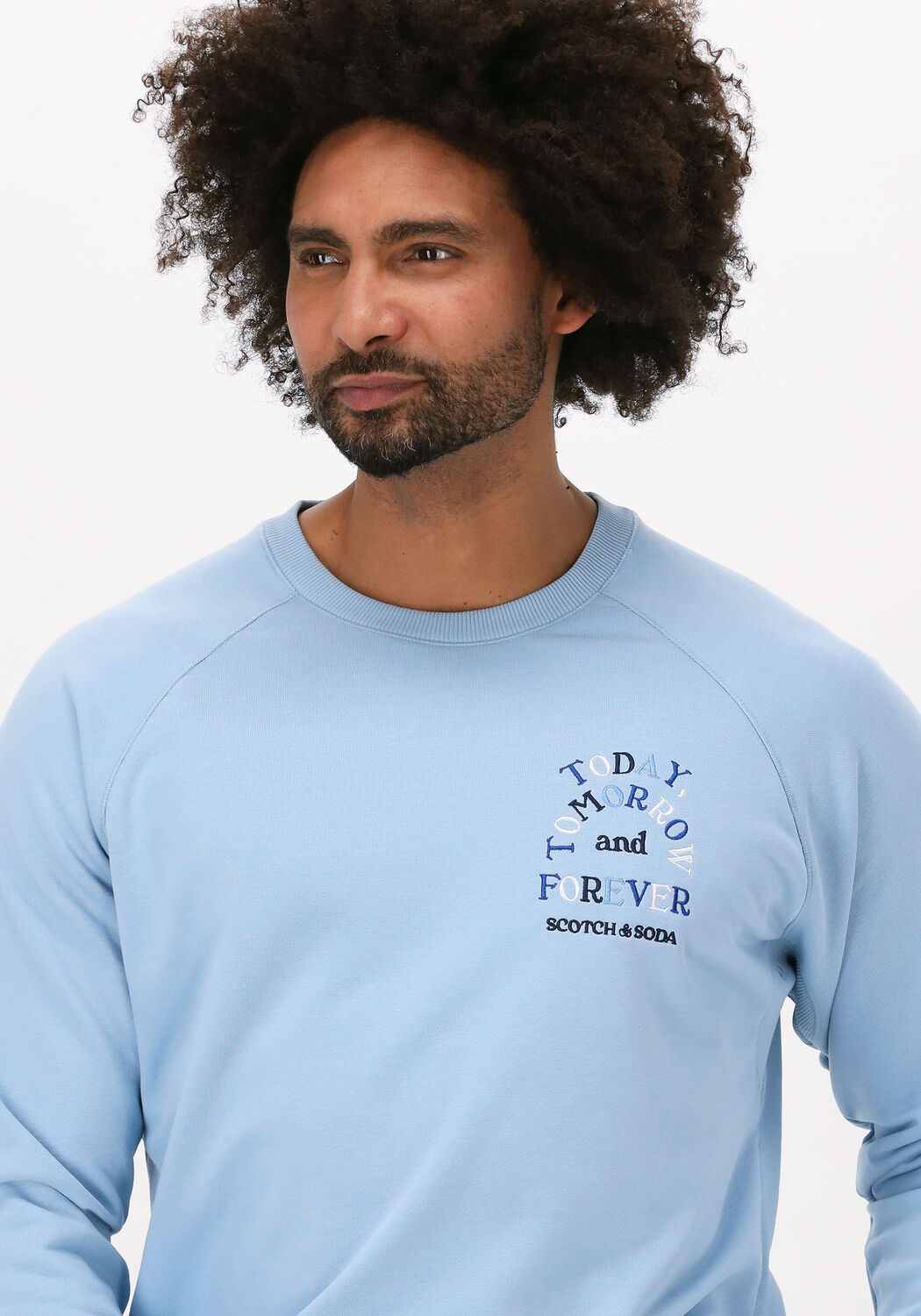 Hellblau SCOTCH & SODA Sweatshirt EMBROIDERED RAGLAN CREW-NECK S - large