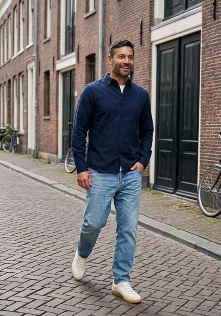 Dunkelblau SELECTED MEN Casual-Oberhemd SLHSLIMOWEN-BRUSHED SHIRT LS NOOS - large