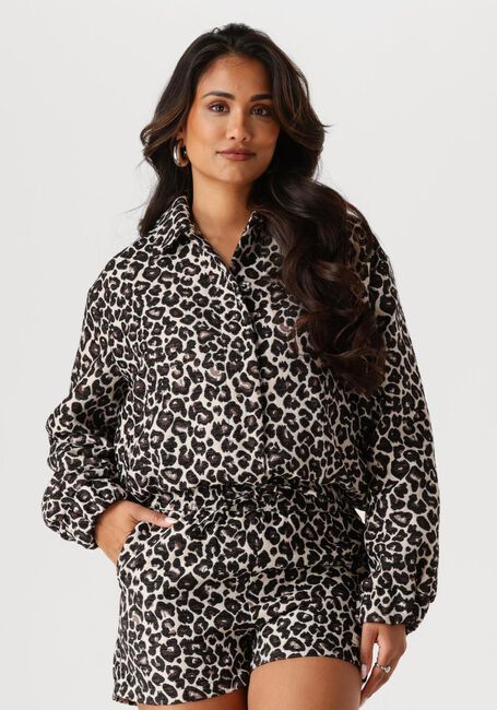 Braune COLOURFUL REBEL Jack BENTE LEOPARD JACQUARD BOMBER JACKET - large