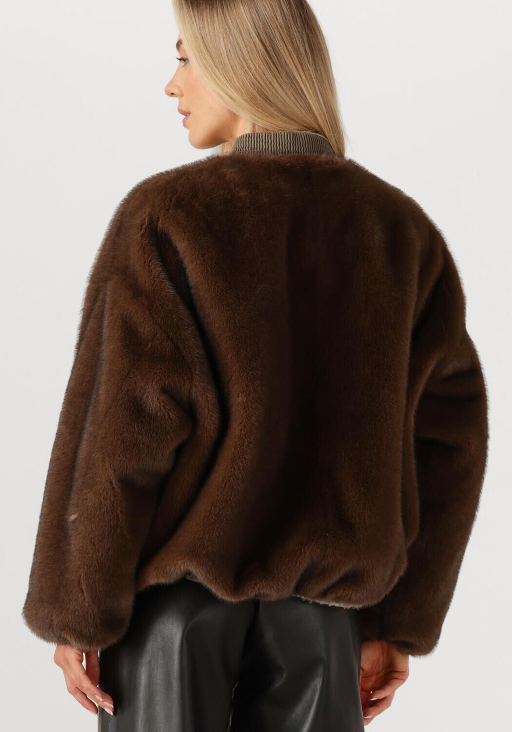 Braune STUDIO AR Fake-Fur-Jack ETTA - large