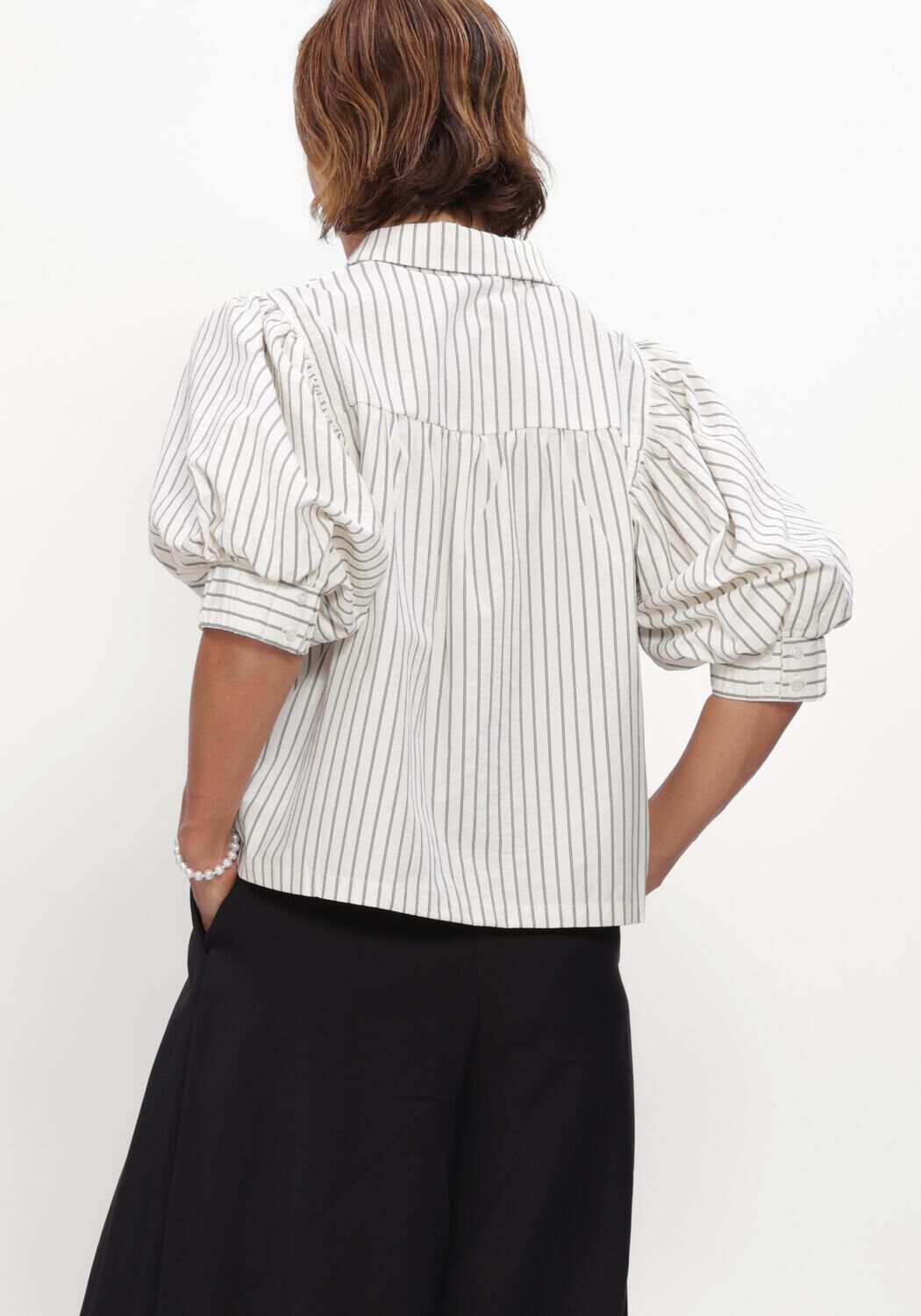 Ecru NEO NOIR Blusen ETTA SLIM STRIPE SHIRT - large