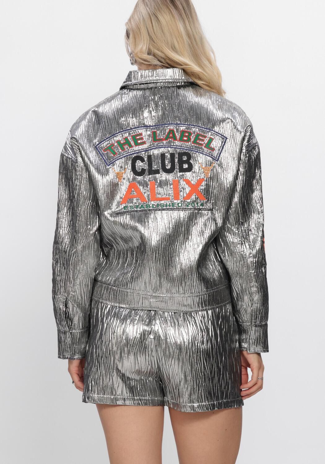 Silberne ALIX THE LABEL Jacken LADIES WOVEN SILVER ARTWORK JACKET - large