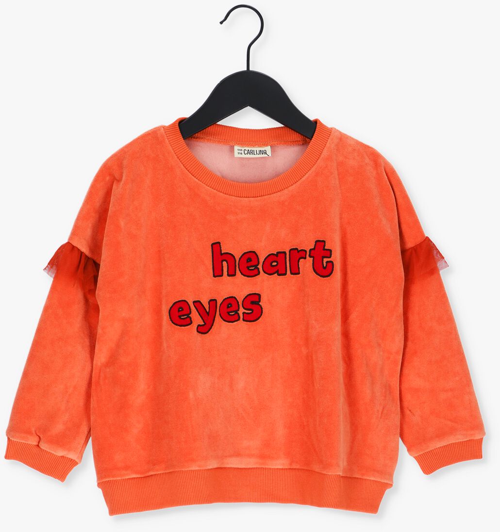 orangene carlijnq pullover heart eyes sweater girls with tule ruffles + embroidery