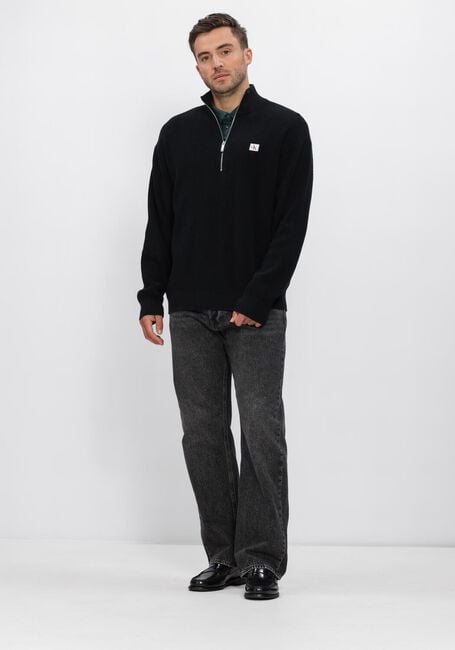 Schwarze CALVIN KLEIN Pullover LS EZ COTTON WAFFLE QUARTER ZIP - large