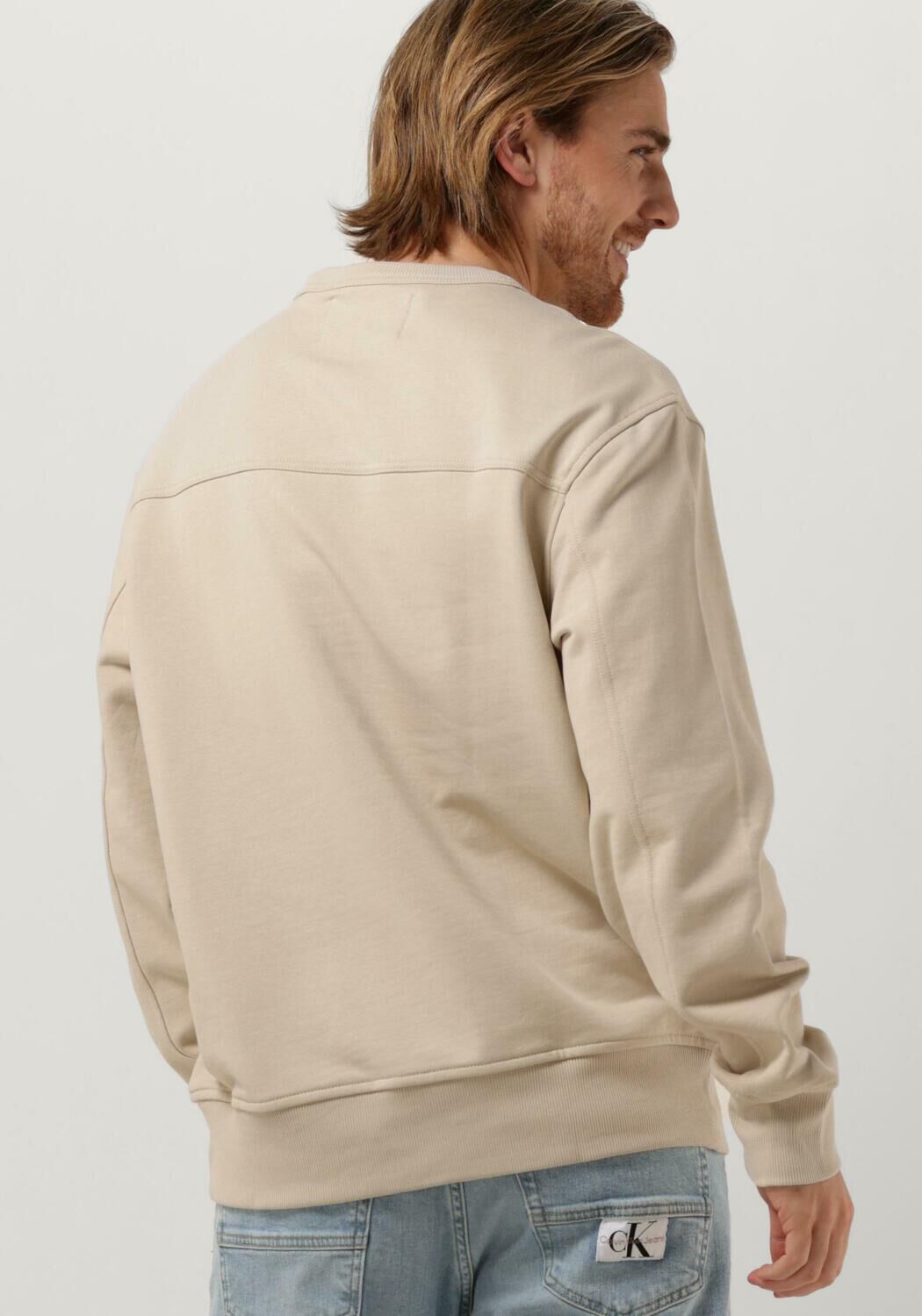 beige calvin klein sweatshirt monologo washed crew neck