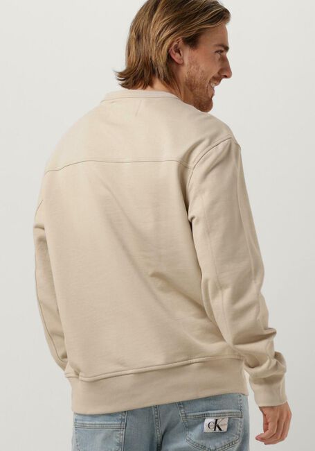 Beige CALVIN KLEIN Sweatshirt MONOLOGO WASHED CREW NECK - large