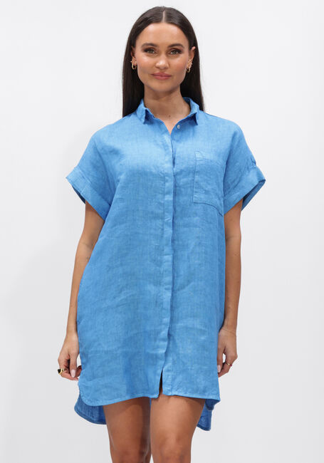 Blaue BY-BAR Minikleid HELLA LINEN DRESS - large