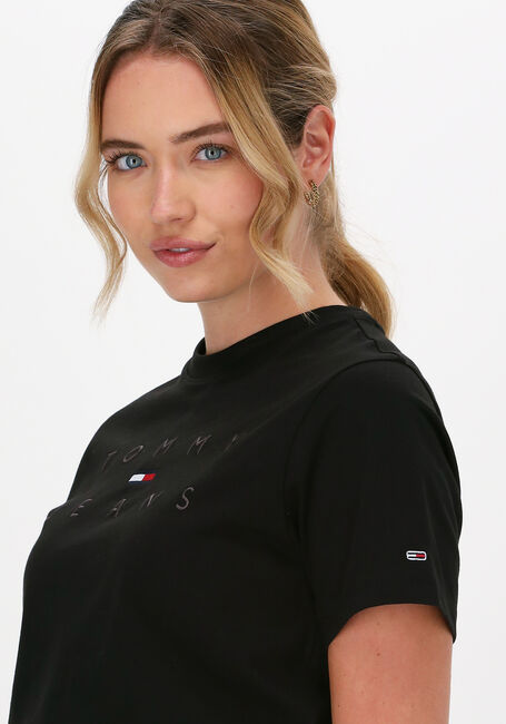 Schwarze TOMMY JEANS Top TJW CROP DRAWCORD TONAL 3 TEE - large