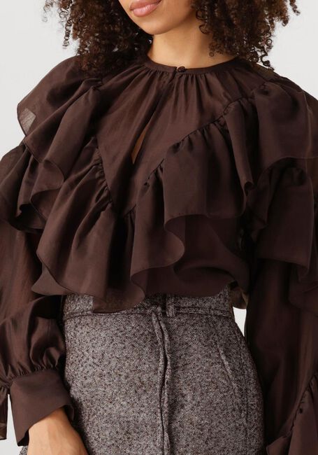 Braune SECOND FEMALE Blusen FRIA FRILL BLOUSE - large