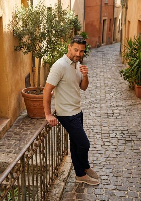Hellgrau GENTILUOMO Polo-Shirt POLO 3 BUTTONS SS - large