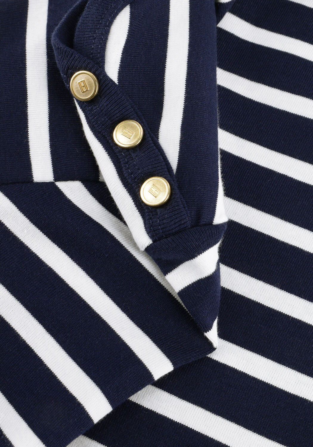 Mehrfarbige/Bunte TOMMY HILFIGER T-shirt GOLD BUTTON SLIM SS TEE - large