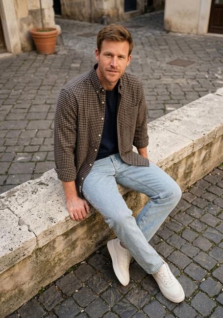Braune FOR&Eacute;T Casual-Oberhemd CREEK FLANNEL SHIRT - large