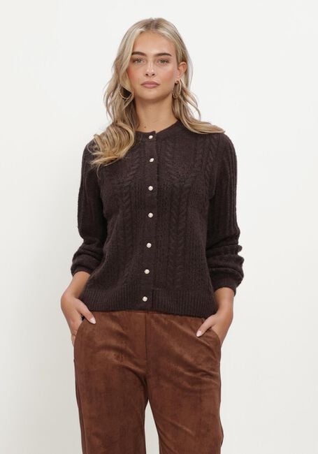 Braune OBJECT Pullover OBJFLORA RE LS KNIT BUTTON CARDIGAN NOOS - large