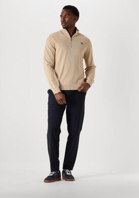 Beige PS PAUL SMITH Pullover MENS SWEATER ZIP NECK ZEB BAD - large