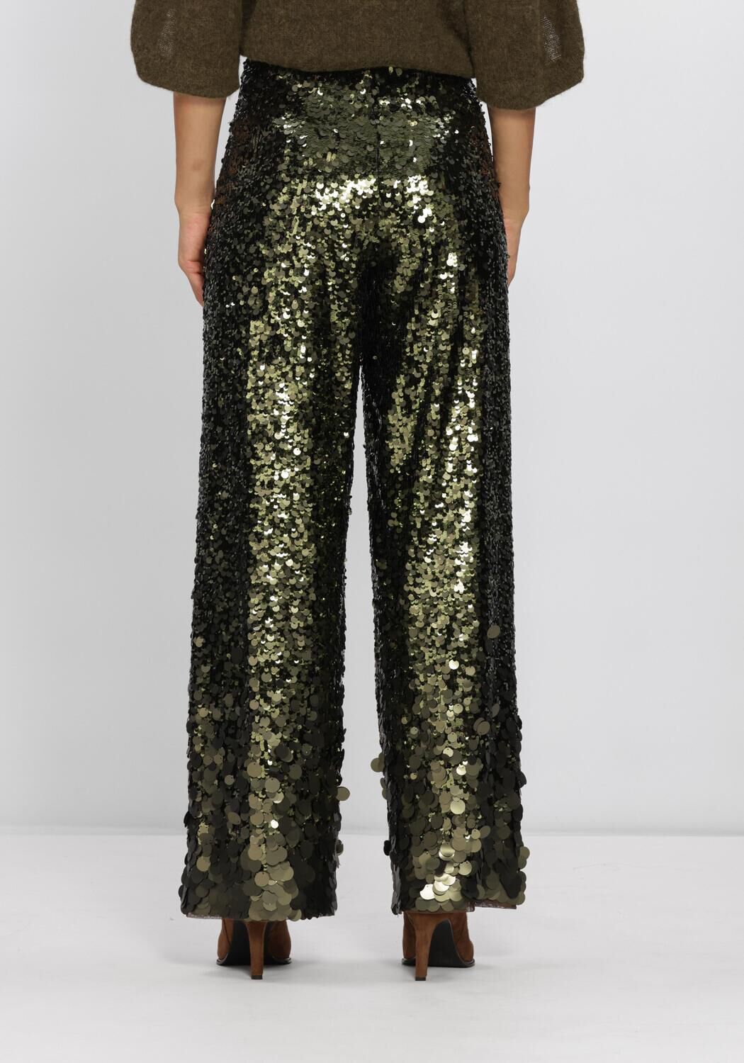 Gr&uuml;ne DANTE6 Weite Hose SALUZ SEQUINS PANTS - large