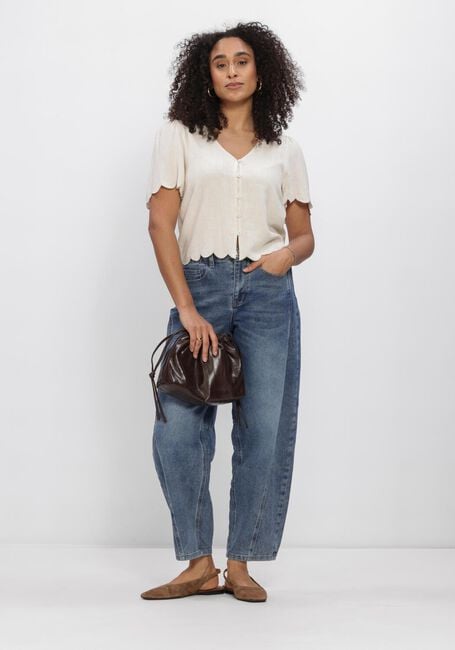 Beige OBJECT Strickjacke OBJSANNE 2/4 LO V-NECK TOP - large