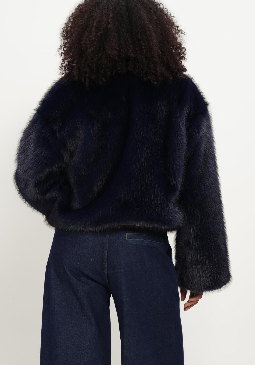 Dunkelblau STUDIO AMAYA Fake-Fur-Jack ZURI JACKET - BLUE - large