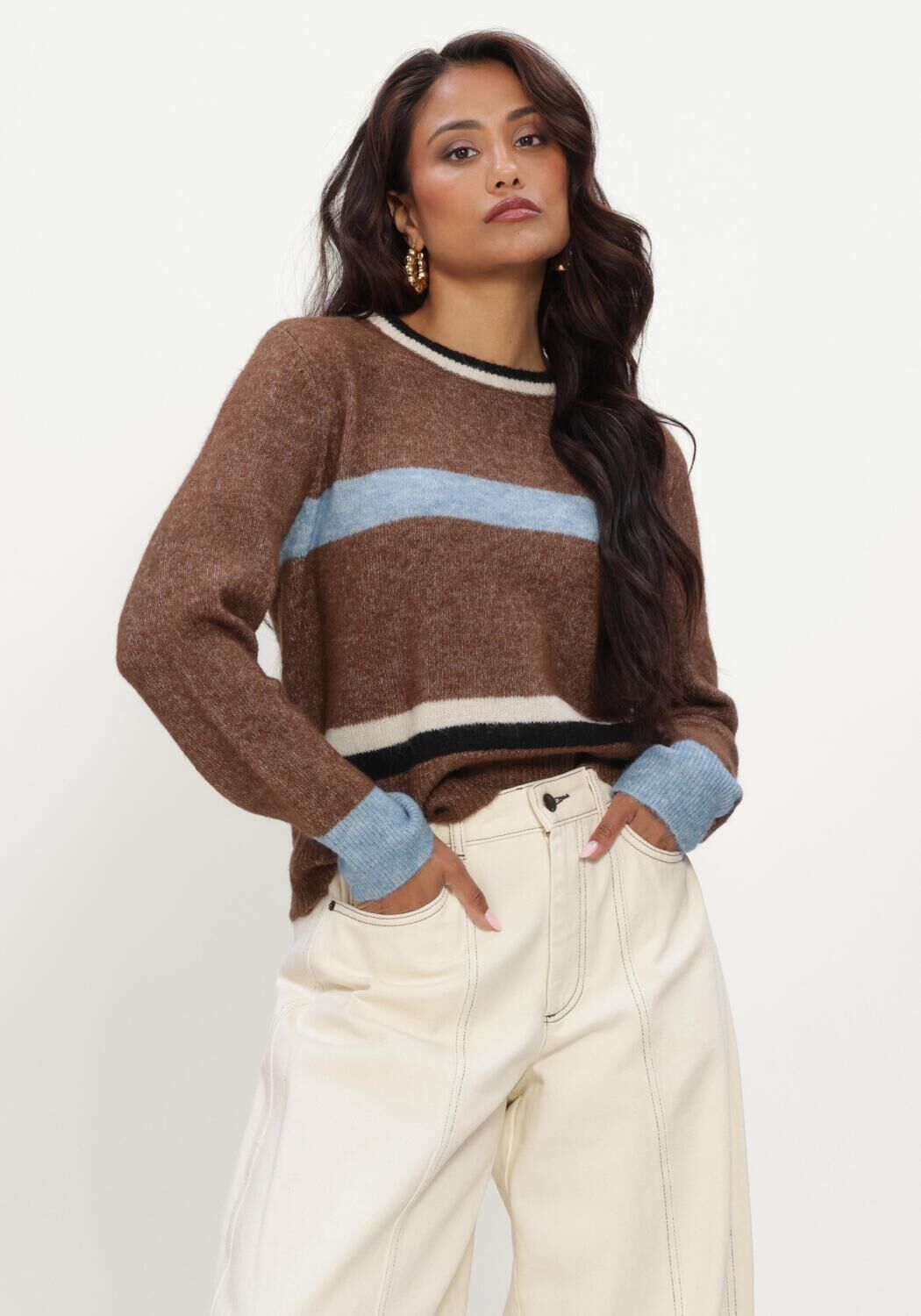 Braune OBJECT Pullover OBJAGGIE L/S RE KNIT PULLOVER NOOS - large
