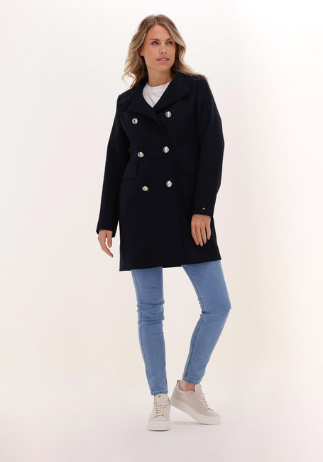 Dunkelblau TOMMY HILFIGER Mäntel WOOL BLEND FUNNEL DB COAT - large