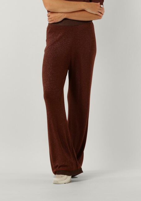 Braune MINUS Weite Hose ALLIE HIGH WAISTED WIDE LEG METALLIC KNIT PANT - large