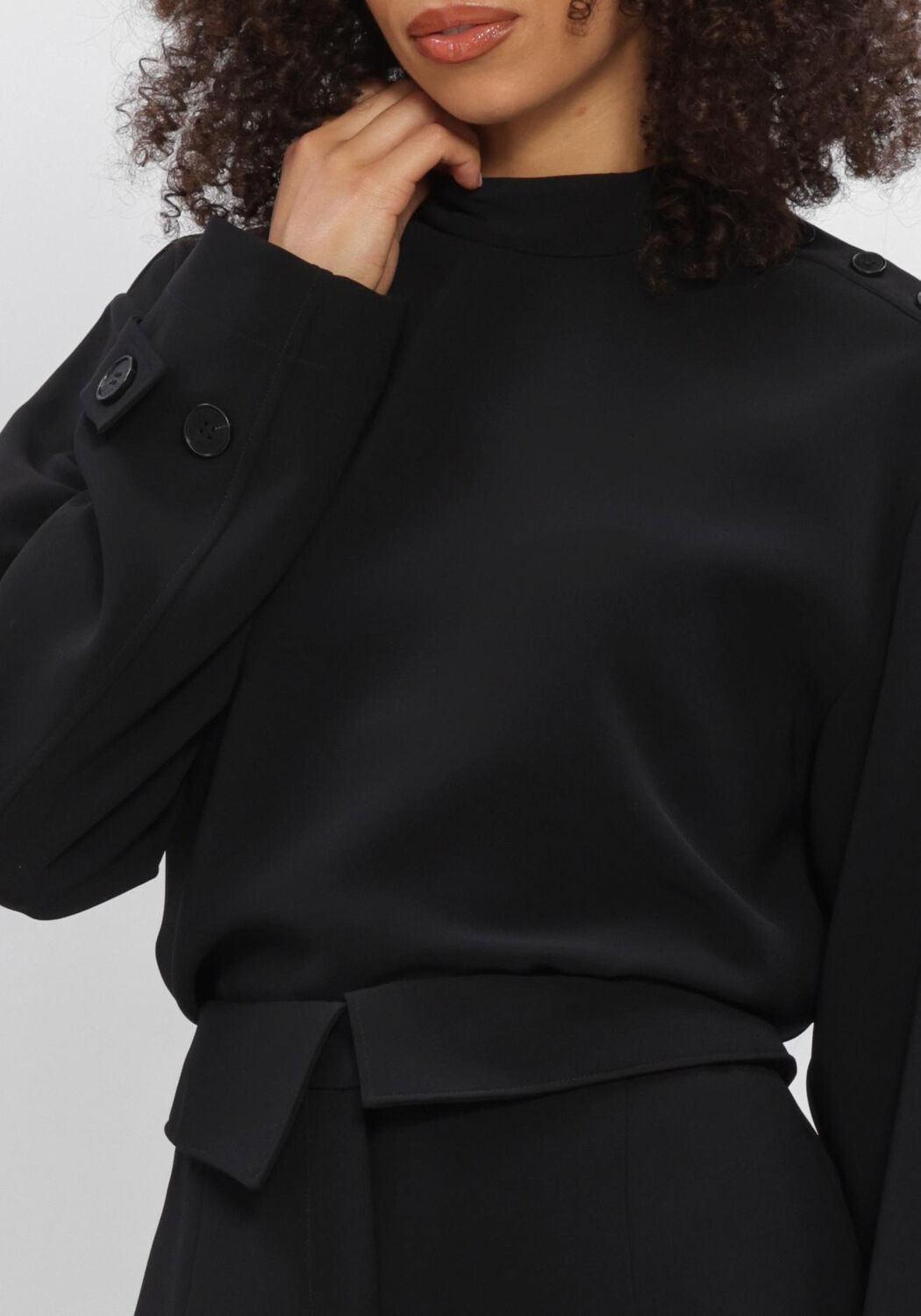 Schwarze DANTE6 Top RAES BUTTON DETAIL TOP - large