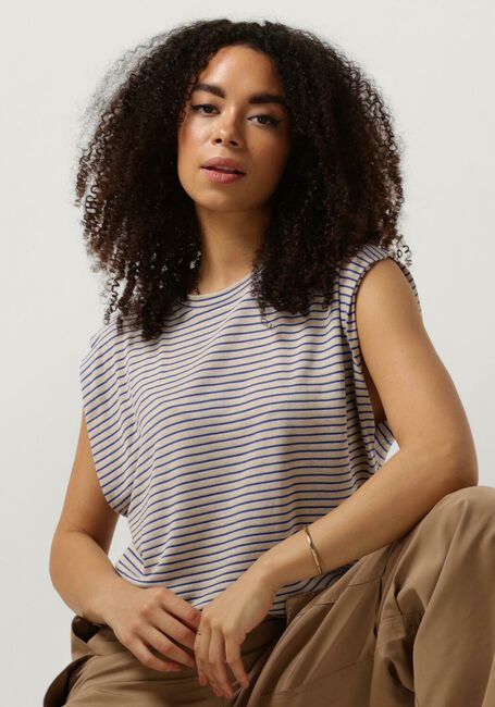 Blaue BY-BAR T-shirt DIEDE SMALL STRIPE TOP - large