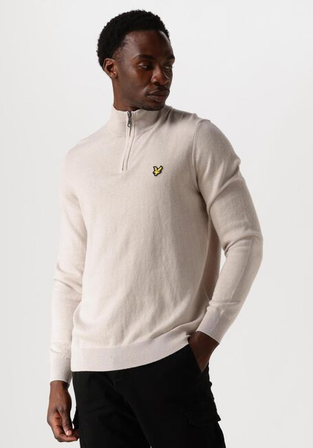 Beige LYLE & SCOTT Pullover COTTON MERINO QUARTER ZIP JUMPER - large