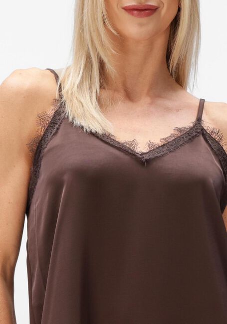 Braune OBJECT Kleider OBJNALINE REG SLIP LACE DRESS - large