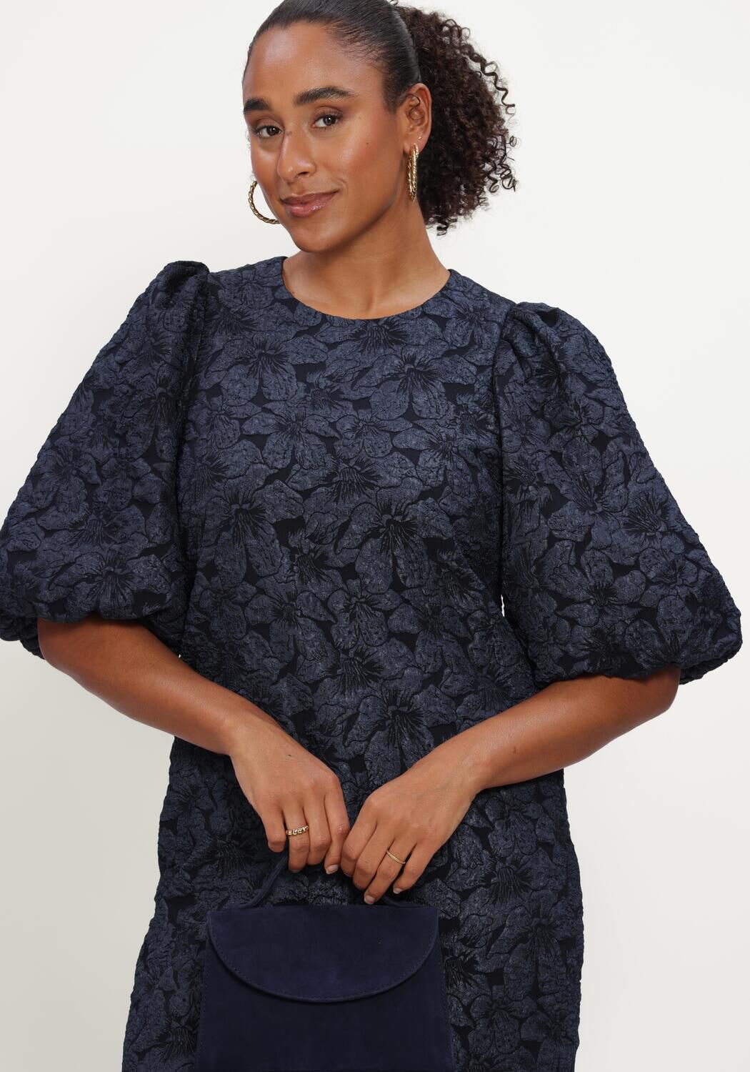 Dunkelblau NOTRE-V Minikleid NV-IZETTE TONED BROCADE - large