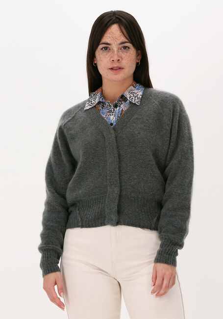 Graue SECOND FEMALE Strickjacke BROOK KNIT REVERSE BOXY CARDIG - large