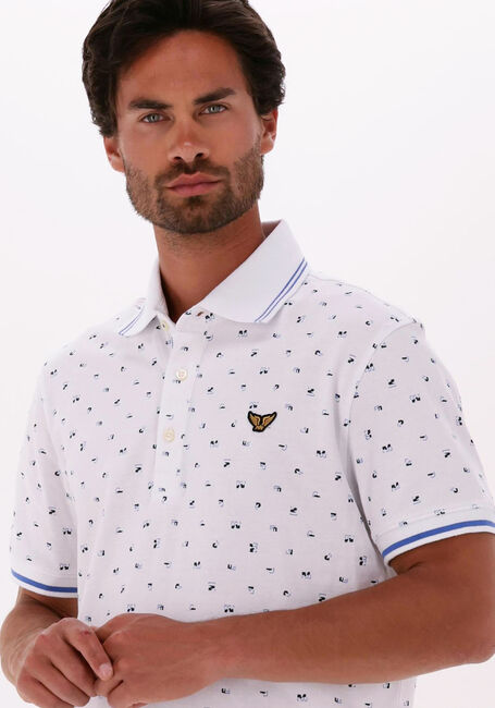 Wei&szlig;e PME LEGEND Polo-Shirt SHORT SLEEVE POLO FINE PIQUE ALL OVER PRINT - large