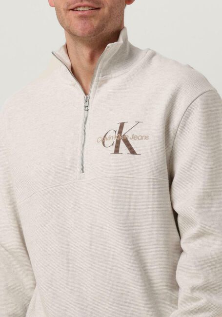 Hellgrau CALVIN KLEIN Pullover MONOLOGO WAFFLE HALF ZIP HWK - large