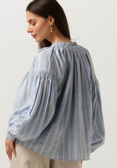 Hellblau MOS MOSH Blusen SAFI STRIPED LINEN SHIRT - large