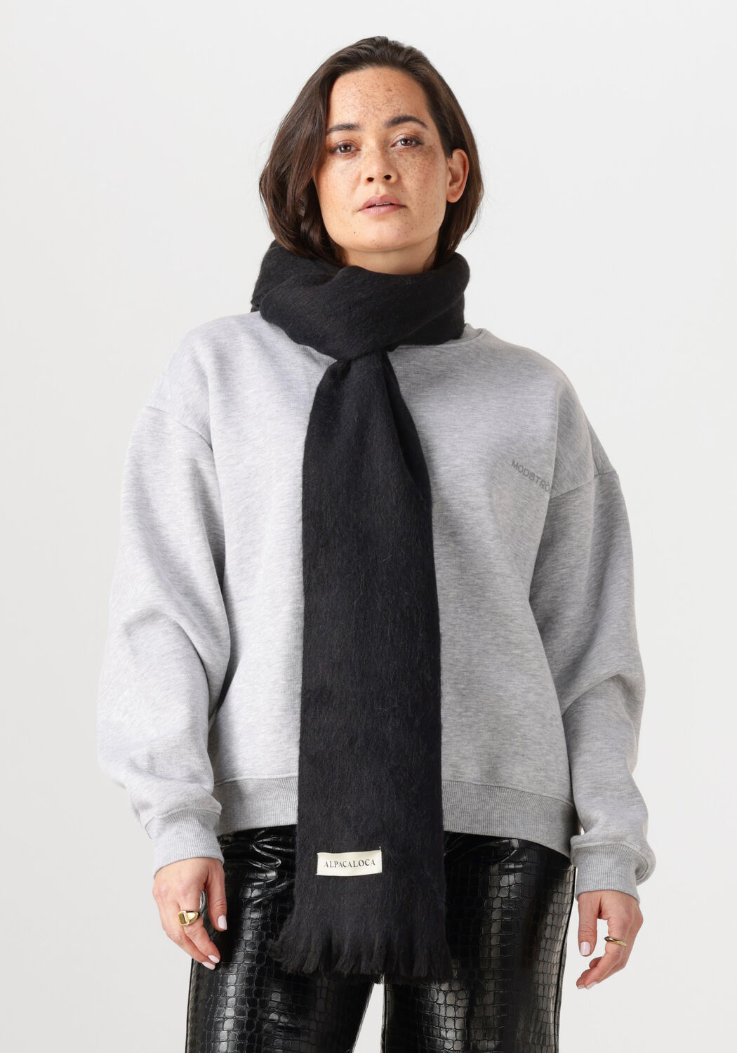 Schwarze ALPACA LOCA Schal 407 SCARF - large