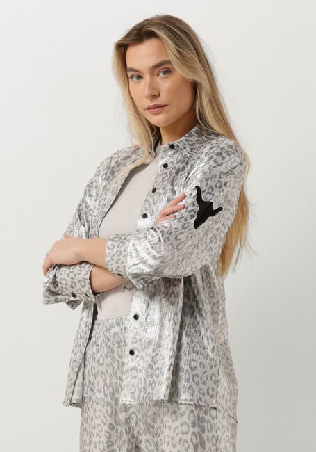 Silberne ALIX THE LABEL Blusen LADIES KNITTED LEOPARD BLOUSE - large